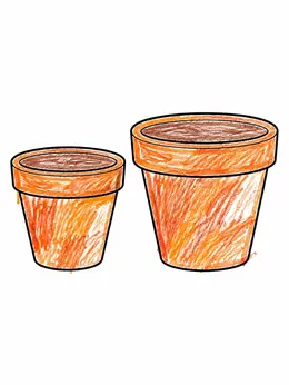 Two Simple Empty Flower Pots Coloring Page