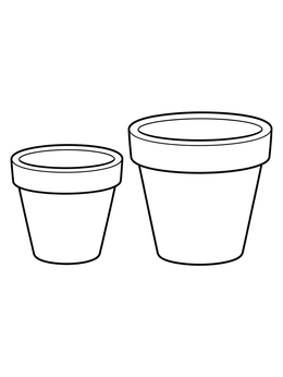 Two blank terracotta pots side by side on this flower pot coloring page.