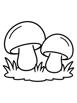 Free printable Two Simple Mushrooms In Grass coloring page