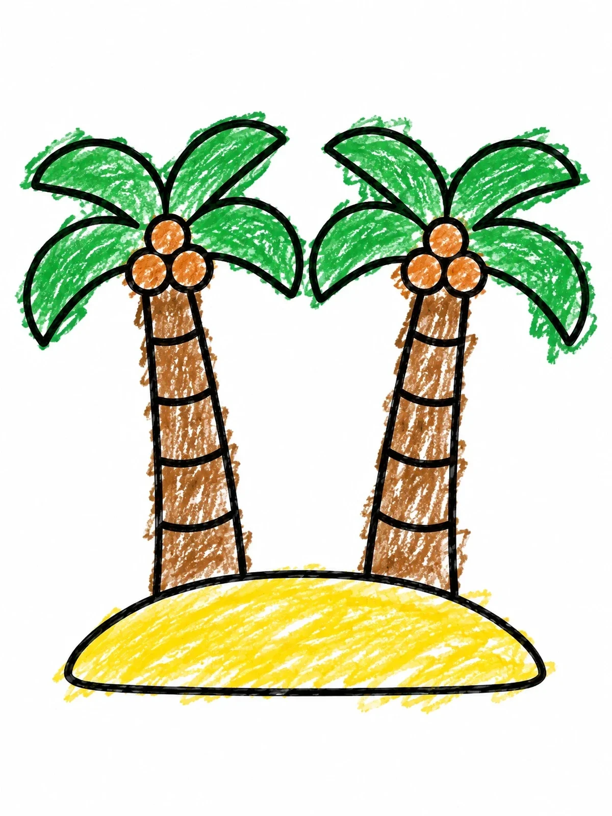 Colored example of the Two Simple Palm Trees coloring page