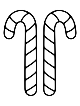 Free printable Two Simple Striped Candy Canes coloring page