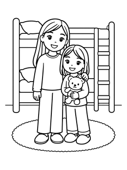 Free printable Two Sisters By The Bunk Bed coloring page