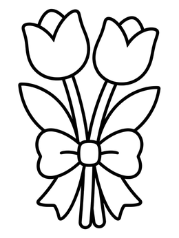 Free printable Two Tulips Tied With Bow coloring page