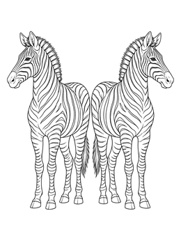 Two detailed zebras standing side by side on this zebra coloring page.