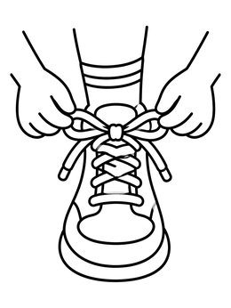Free printable Tying Shoelaces On A Sneaker coloring page