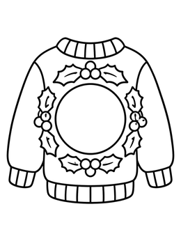 Free printable Cozy Holly Wreath Sweater coloring page