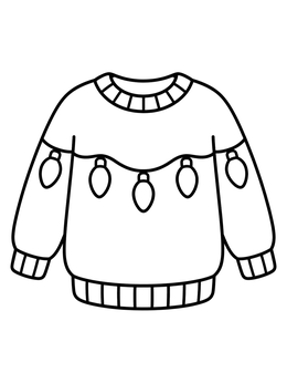 Free printable Cozy Holiday Sweater With Lights coloring page