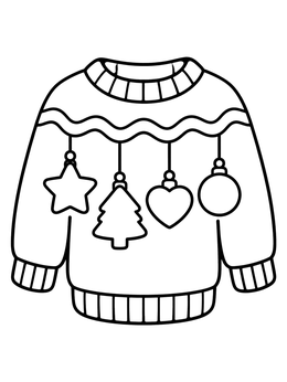 Free printable Holiday Sweater With Dangling Ornaments coloring page