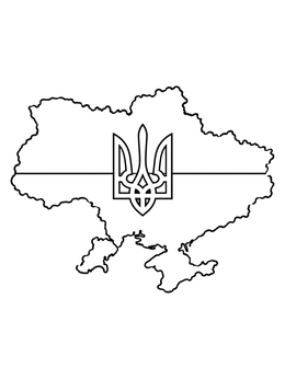 Free printable Map Of Ukraine With Tryzub Coat Of Arms coloring page