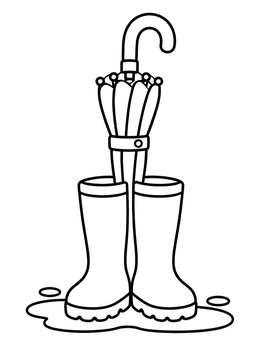 Free printable Closed Umbrella In Rain Boots coloring page