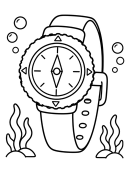 Free printable Underwater Scuba Diving Compass coloring page