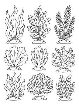 Free printable Underwater Seaweed And Coral Collection coloring page