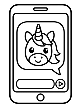 Free printable Unicorn Emoji On Smartphone Screen coloring page