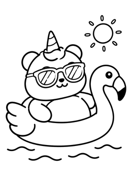 Free printable Unicorn Panda In Flamingo Float coloring page