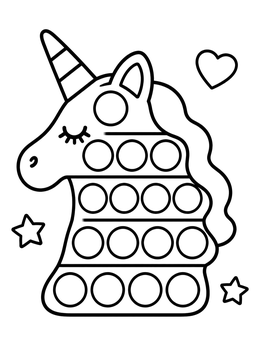 Free printable Unicorn Shaped Pop It Toy coloring page