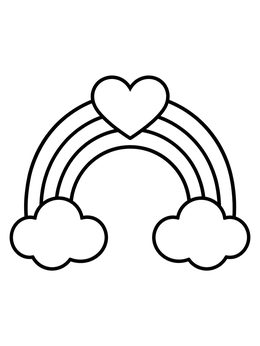 Free printable Rainbow With Heart And Clouds coloring page
