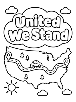 Free printable Cross Country Usa Road Trip coloring page