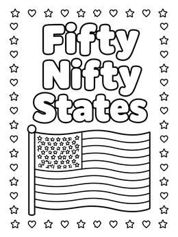 Free printable Fifty Nifty States American Flag coloring page