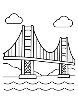 Free printable Golden Gate Bridge Over Bay coloring page