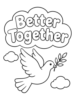 Free printable Better Together Peace Dove coloring page