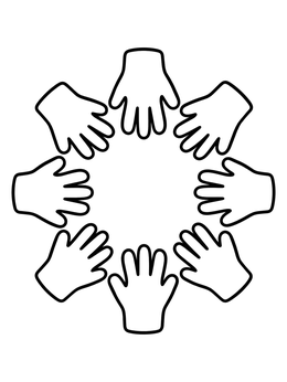 Free printable Circle Of Reaching Hands coloring page