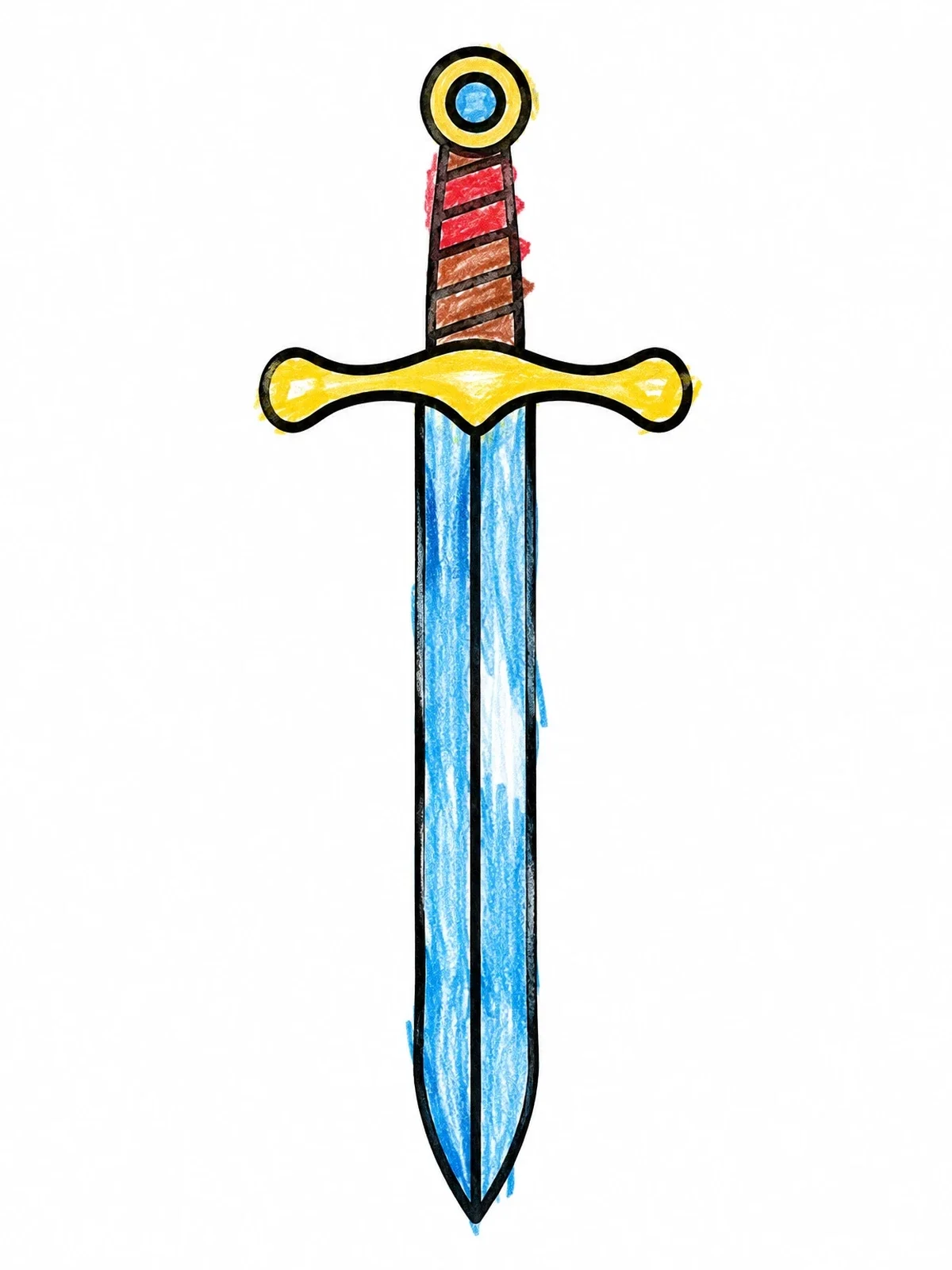 Colored example of the Upright Knight Sword Of Courage coloring page
