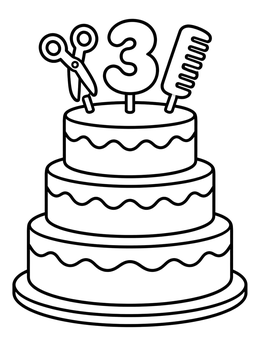 Free printable Upsherin Birthday Cake With Toppers coloring page