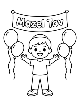 Free printable Happy Boy Celebrating Upsherin coloring page