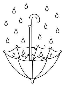 Free printable Upside Down Umbrella Catching Raindrops coloring page