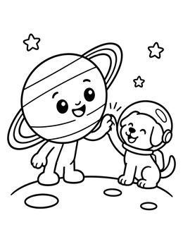 Free printable Cartoon Uranus And Space Puppy coloring page