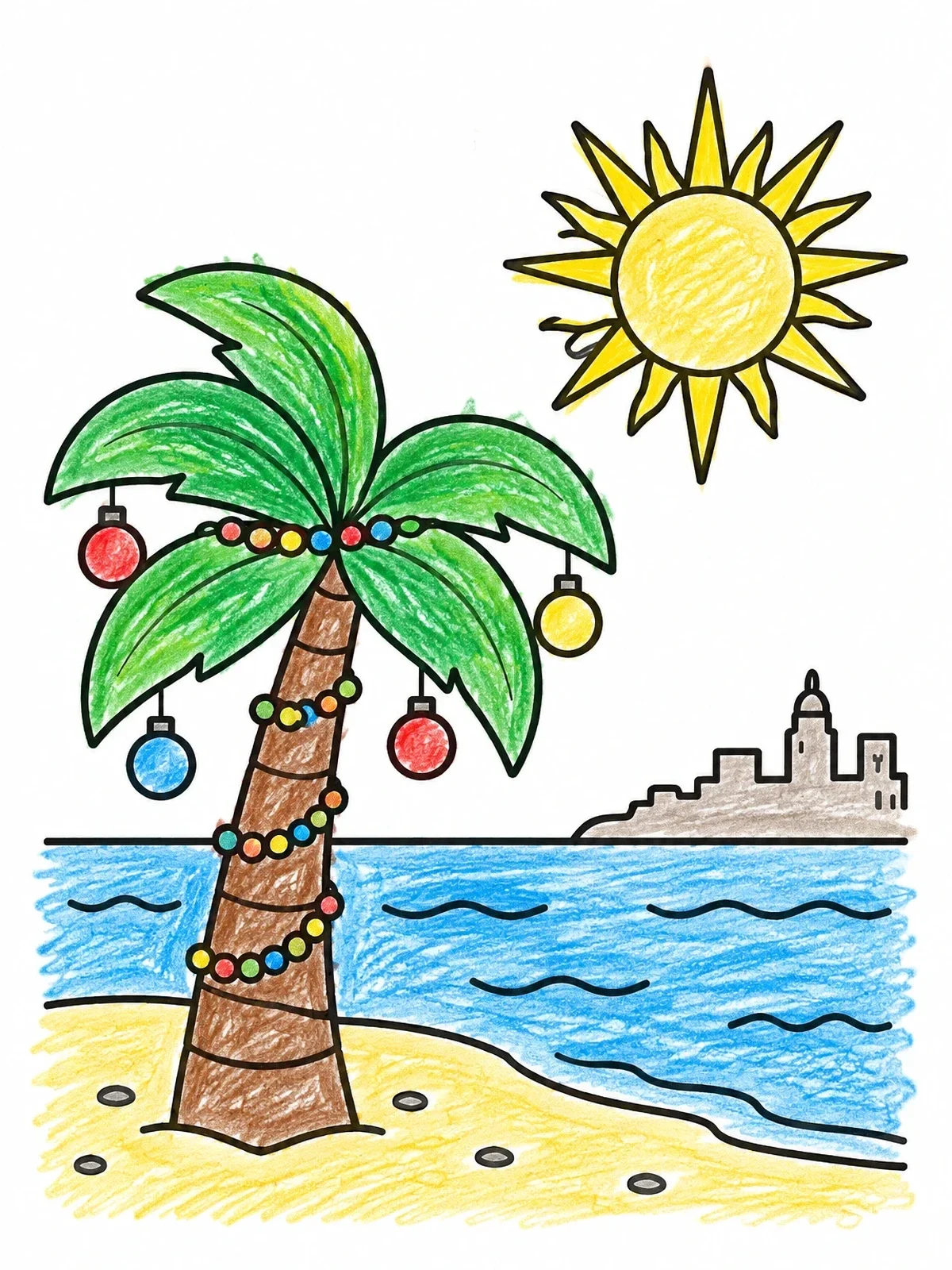 Colored example of the Decorated Beach Palm In Montevideo coloring page
