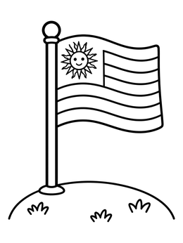 Free printable Uruguay Flag On A Hill coloring page