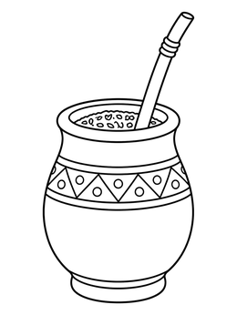 Free printable Traditional Mate Gourd And Bombilla coloring page