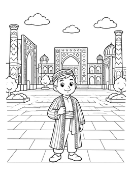 Free printable Boy At Registan Square In Samarkand coloring page