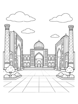 Free printable Historic Registan Square In Samarkand coloring page