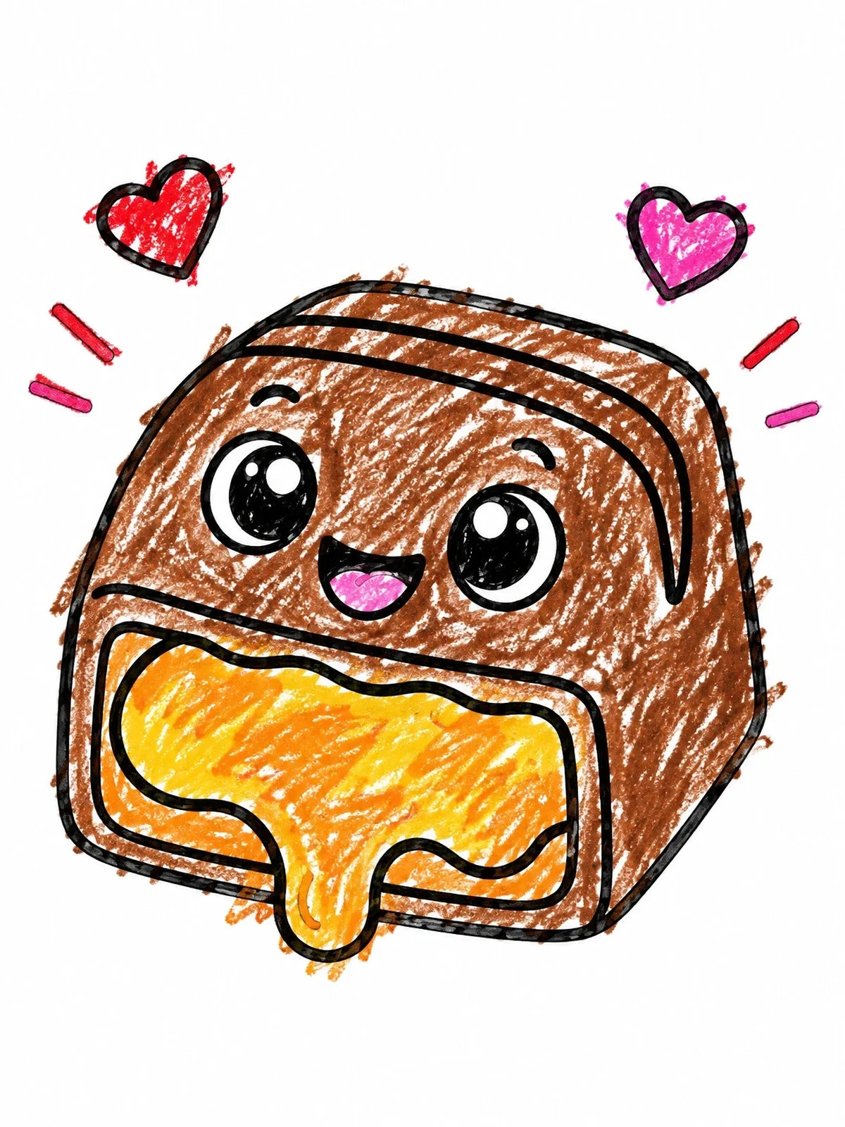 Colored example of the Happy Caramel Filled Chocolate Square coloring page