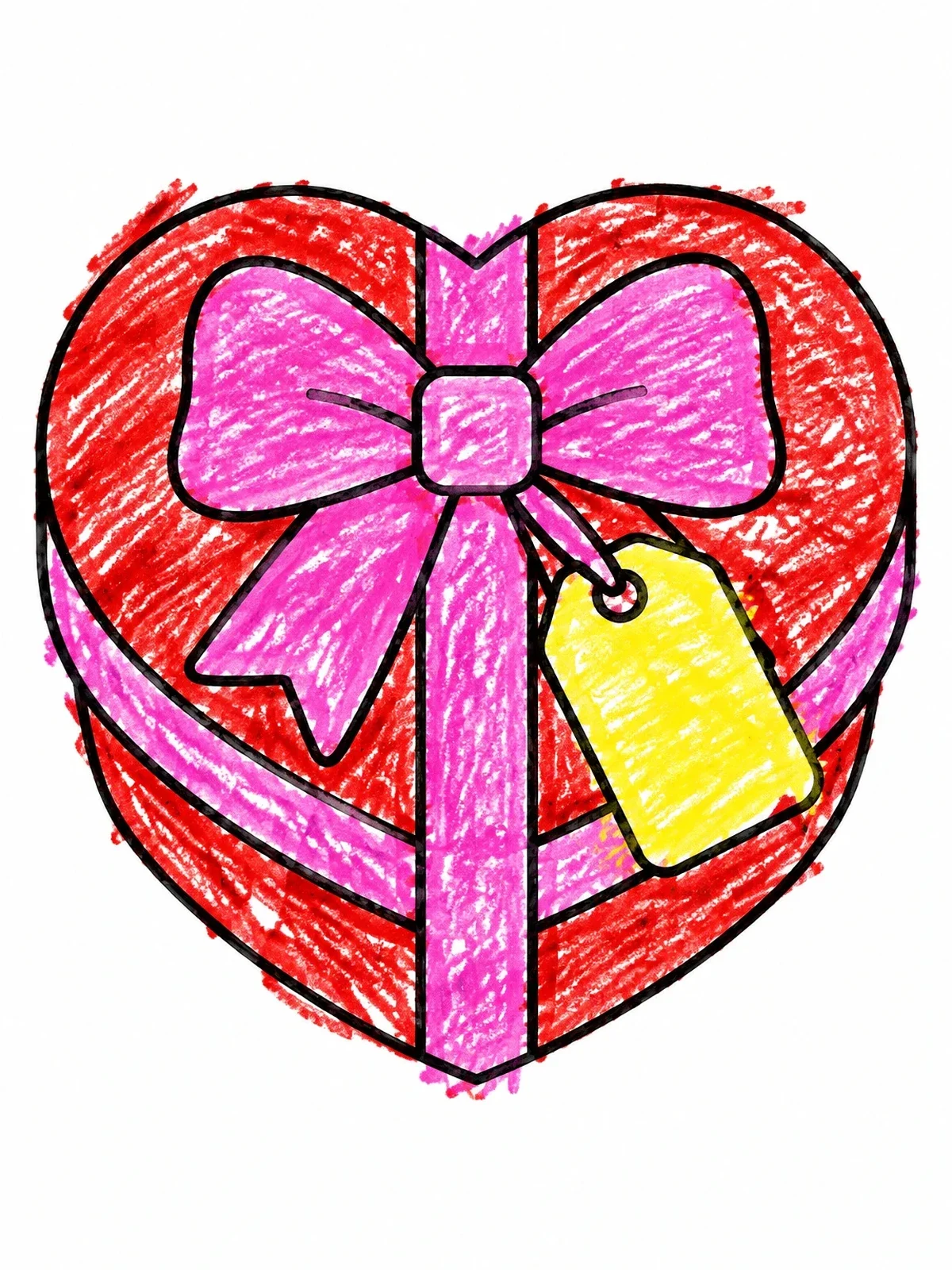 Colored example of the Heart Chocolate Box With Bow coloring page