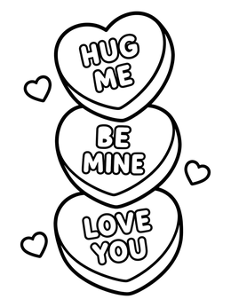 Free printable Sweet Conversation Candy Hearts Stack coloring page