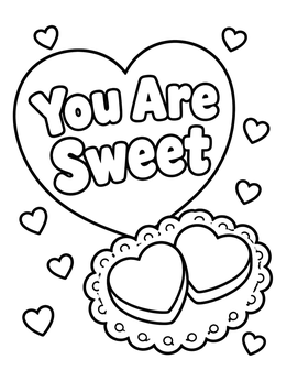 Free printable You Are Sweet Candy Hearts coloring page