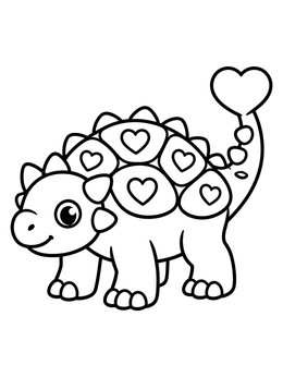 Free printable Cute Ankylosaurus With Heart Armor coloring page