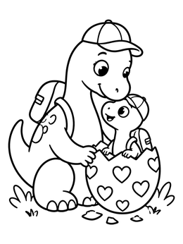 Free printable Mother Dinosaur With Hatching Baby coloring page