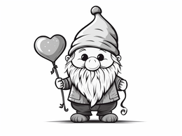 Free printable Valentine Gnome Coloring Fun coloring page