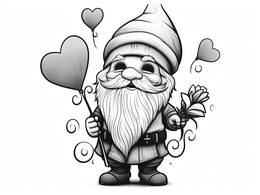 Free printable Valentine Gnome Picture To Color coloring page