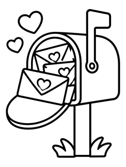 Free printable Valentine Mailbox Full Of Letters coloring page