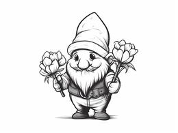 Free printable Valentine's Day Gnome Magic coloring page