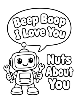 Free printable Beep Boop Valentine Robot coloring page