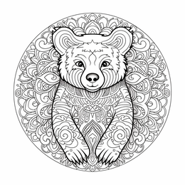 Free printable Valentine's Day Teddy Bear Mandala coloring page