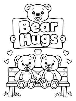 Free printable Teddy Bears And Bear Hugs Sign coloring page