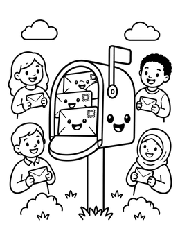 Free printable Happy Mailbox And Friendly Letters coloring page