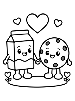Free printable Milk And Cookie Best Friends coloring page